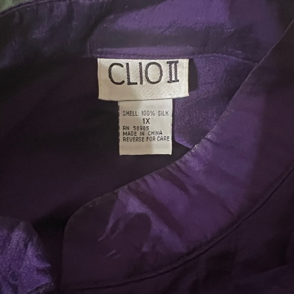 Clio 100% Silk Purple Blouse Elegant Top - Picture 5 of 5